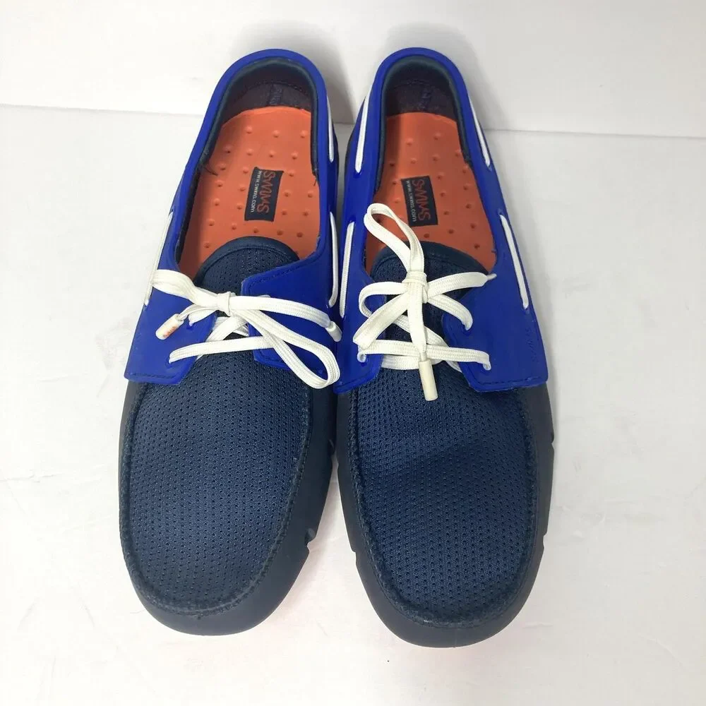 Swims Shoes Mens Size 9 Blue Orange Mesh Lace Up Loafers Water Resistant Comfort
